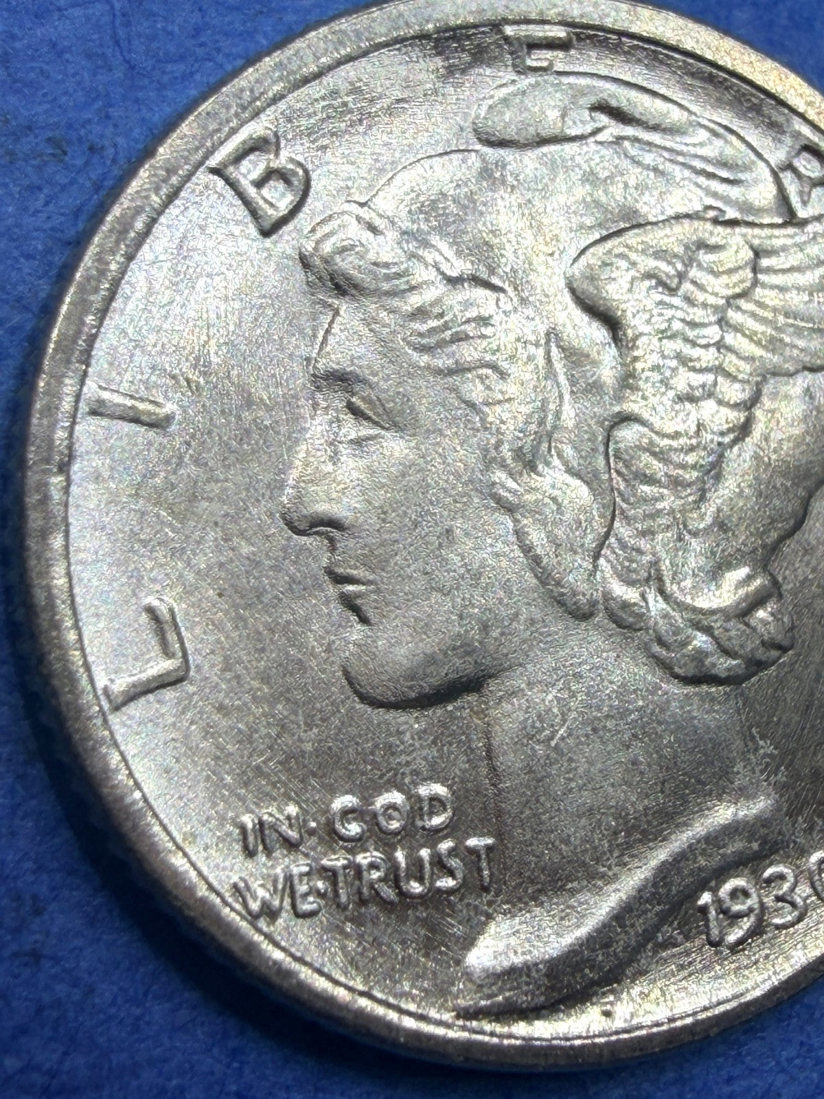1930 Mercury Dime 10C AU About Uncirculated Lustrous 90% Silver Winged Liberty