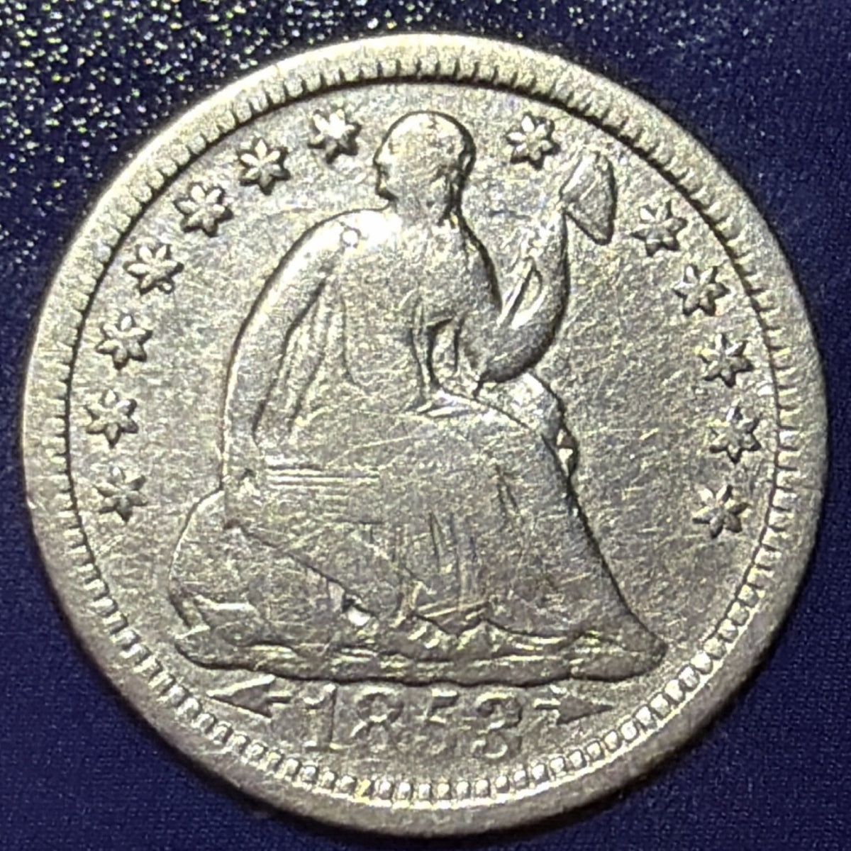 1853 Seated Liberty Half Dime 5C Arrows VF Very Fine 90% Silver US Coin...