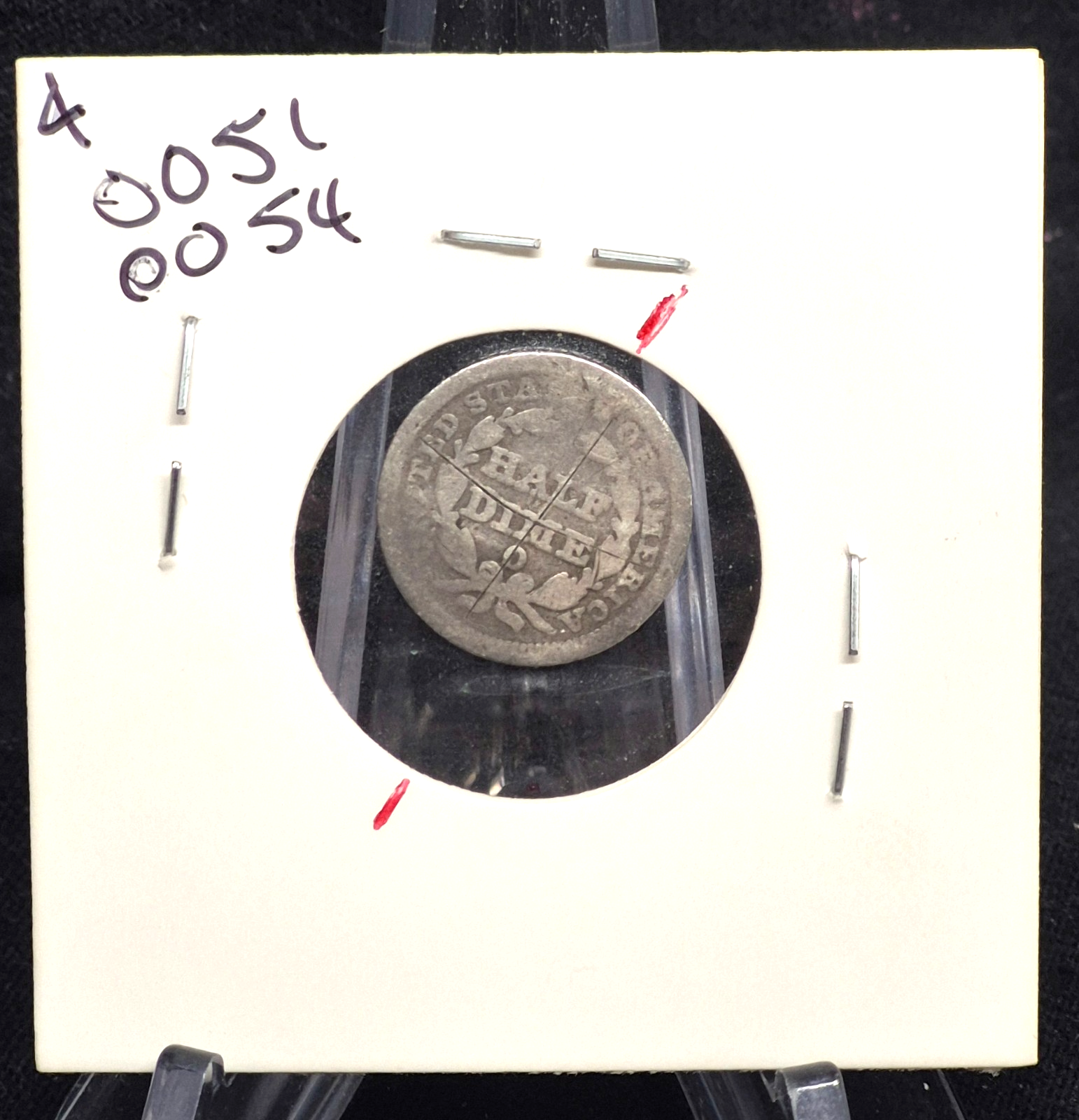 1853  Liberty Seated Half Dime Rotated Die 90% Silver Arrows at Date Good Detail