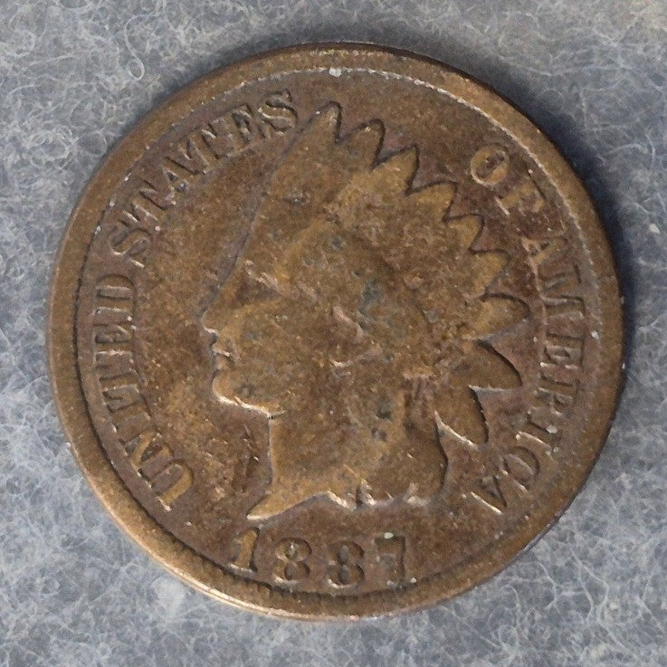 1887 Indian Head Cent Penny 1C Good Bronze Philadelphia US Coin 19th Century