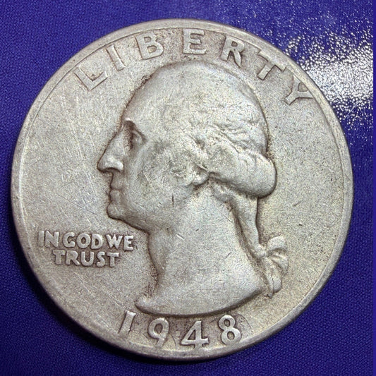 1948-S Washington Quarter 25c VF Very Fine 90% Silver San Francisco US Coin