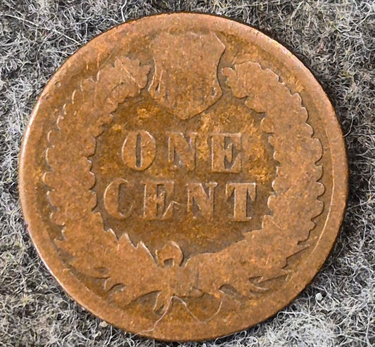 1875 Indian Head Cent Penny AG or Less Features, Hole Filler, Coin Pictured 1C