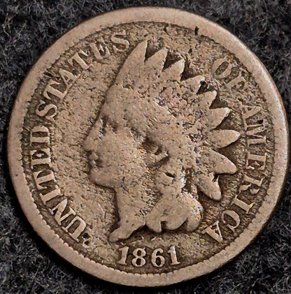 1861 Indian Head Cent Good Features  Type II Chunky Oak Wreath Coin Shown