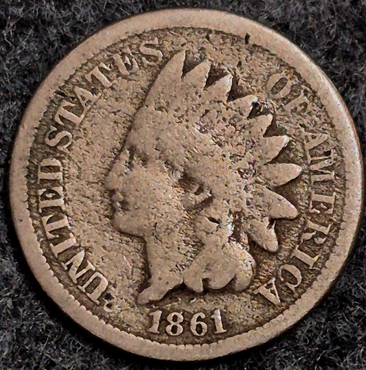 1861 Indian Head Cent Good Features  Type II Chunky Oak Wreath Coin Shown