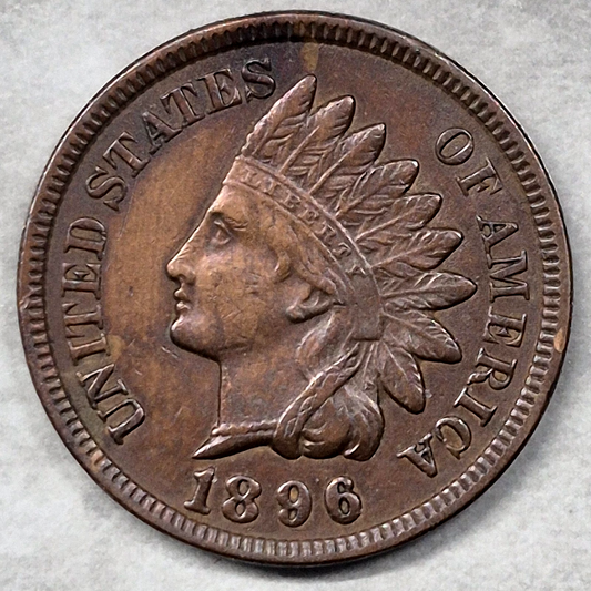 1896 Indian Head Cent Penny 1C AU About Uncirculated Colorful Toned Full LIBERTY