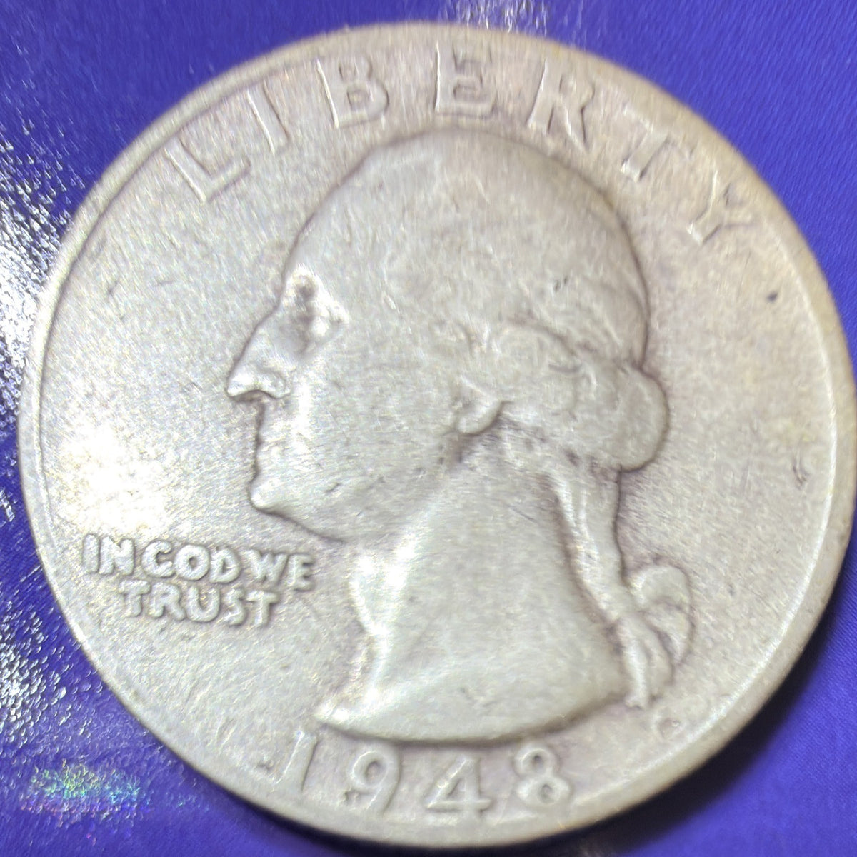 1948-S Washington Quarter 25c F Fine 90% Silver San Francisco Mint Coin