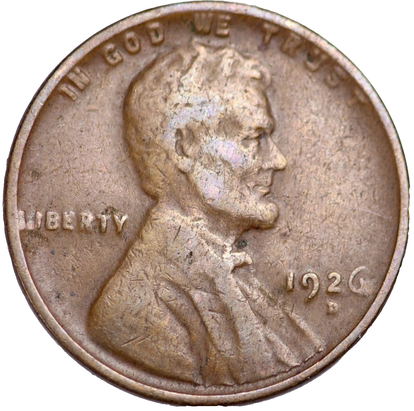 1926 D Lincoln Cent Good - Very Good  (G-VG) Circulated Condition Copper Penny