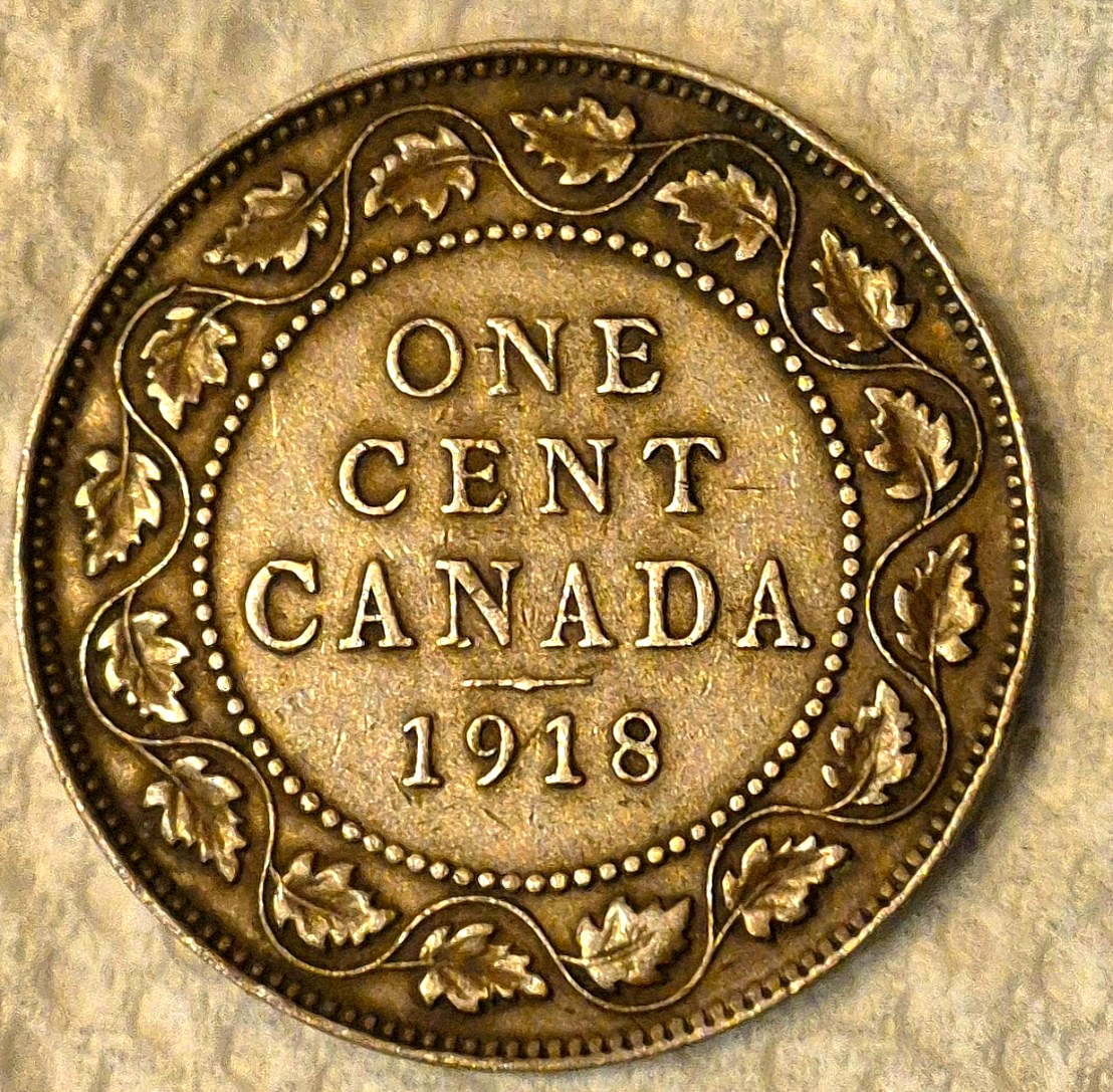 1918 Canada George V 1 Cent BU Features WWI Era Coin 1C