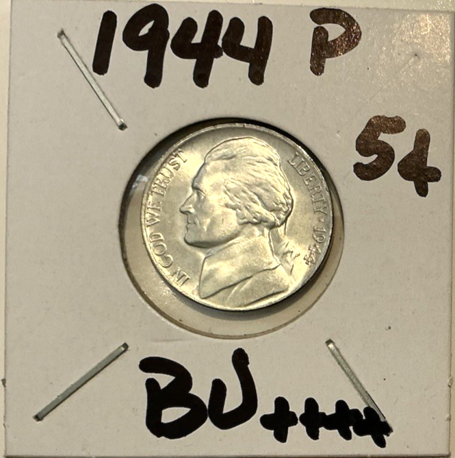 1944-P CH BU 35% Silver Jefferson Wartime Nickel Brilliant Uncirculated Coin