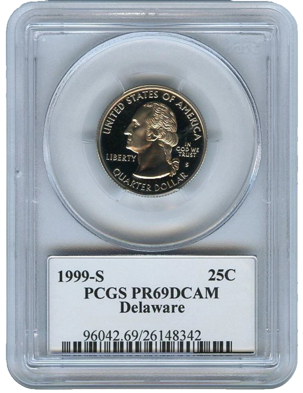 1999-S State Quarter Delaware PCGS Highly Graded PR69DCAM 25C
