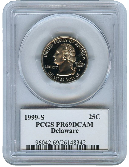 1999-S State Quarter Delaware PCGS Highly Graded PR69DCAM 25C