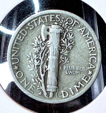 1940-S Mark Mercury 90% Silver Dime VF+ Features, FS 501 RPM Re-punched Mint 10C