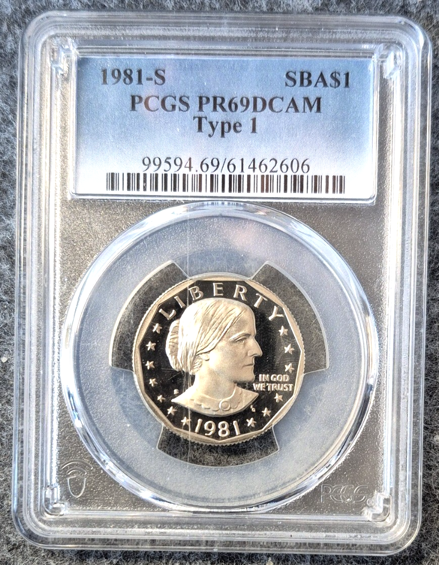 1981-S Susan B Anthony Dollar PCGS PR69DCAM Type 1 Proof SBA $1 Deep Cameo