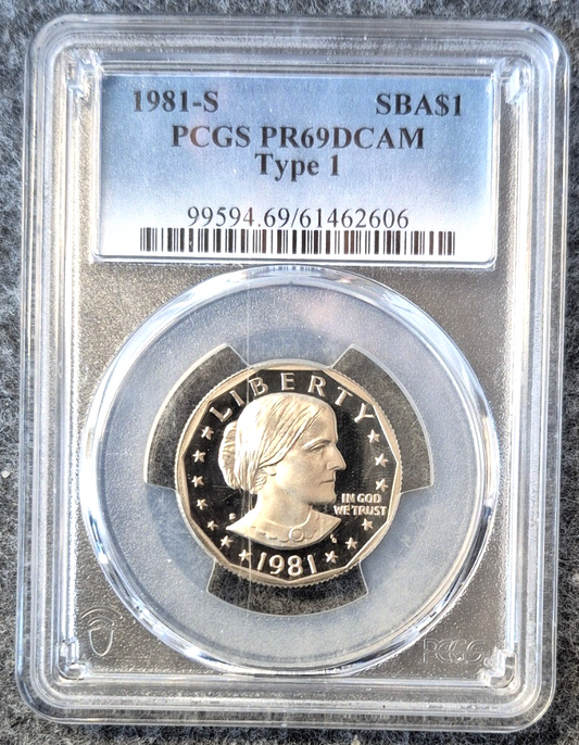 1981-S Susan B Anthony Dollar PCGS PR69DCAM Type 1 Proof SBA $1 Deep Cameo