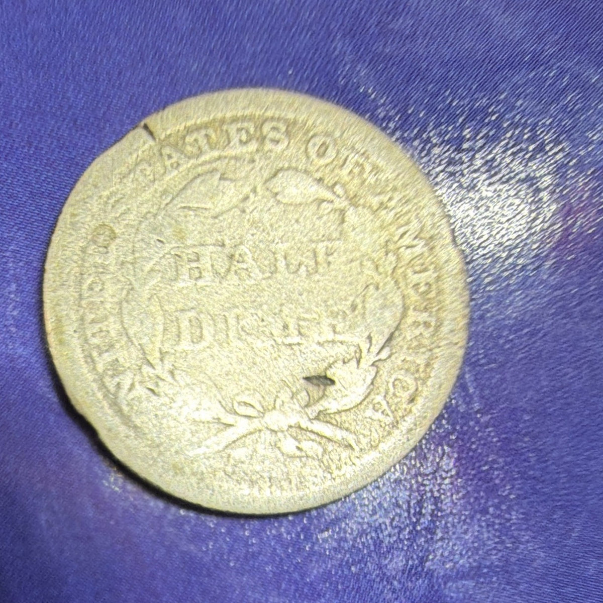 1857 Seated Liberty Half Dime 5C G Good Damaged 90% Silver US Coin Philadelphia
