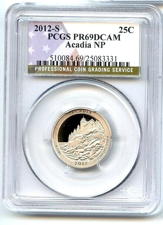 2012 S Acadia National Park PCGS PR69DCAM Special Flag NP Label