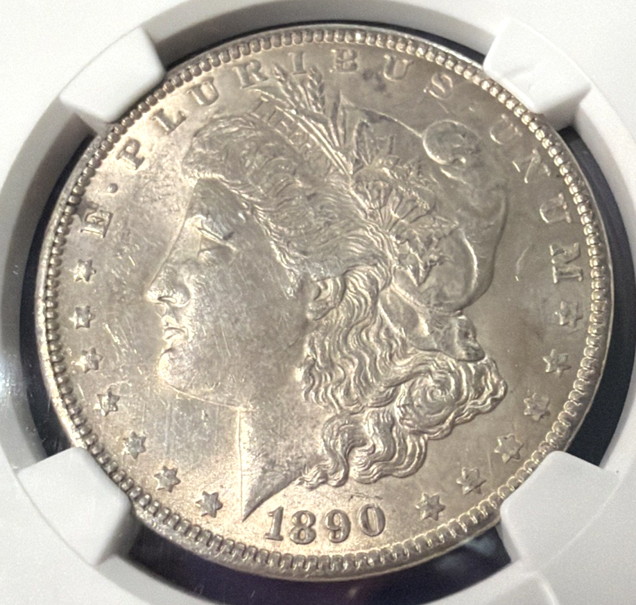 1890 Morgan 90% Silver $1 Dollar NGC Graded MS 61 Bright White Coin