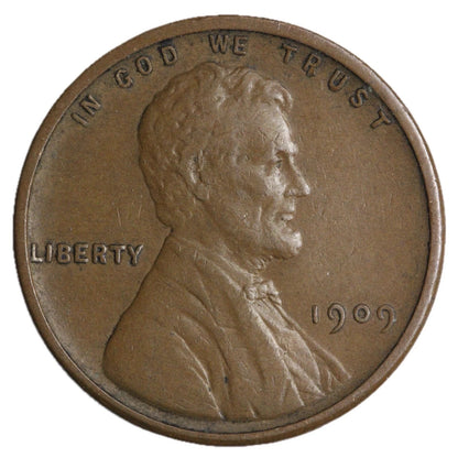 1909 VDB Lincoln Wheat Cent FINE - VERY FINE CONDITION 1c Copper Penny F/VF