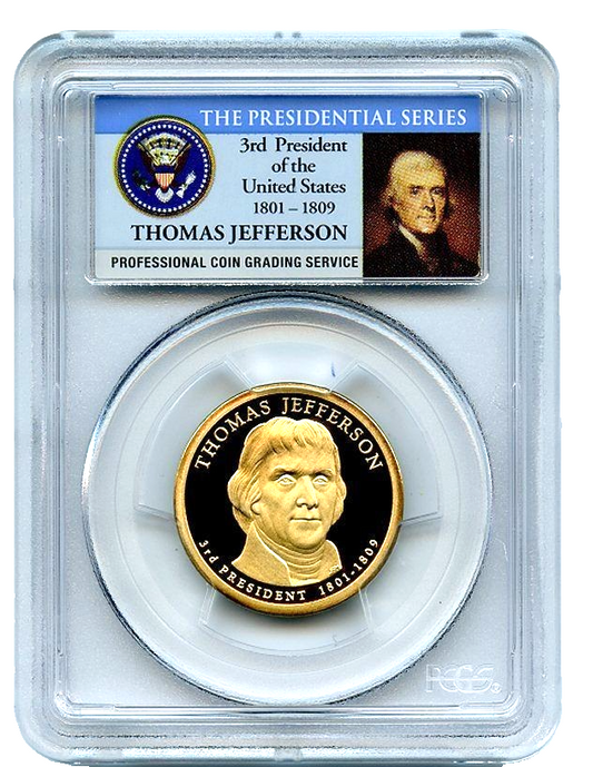 2007 S $1 Thomas Jefferson Dollar PCGS PR70DCAM 3rd USA Presidential Photo Label
