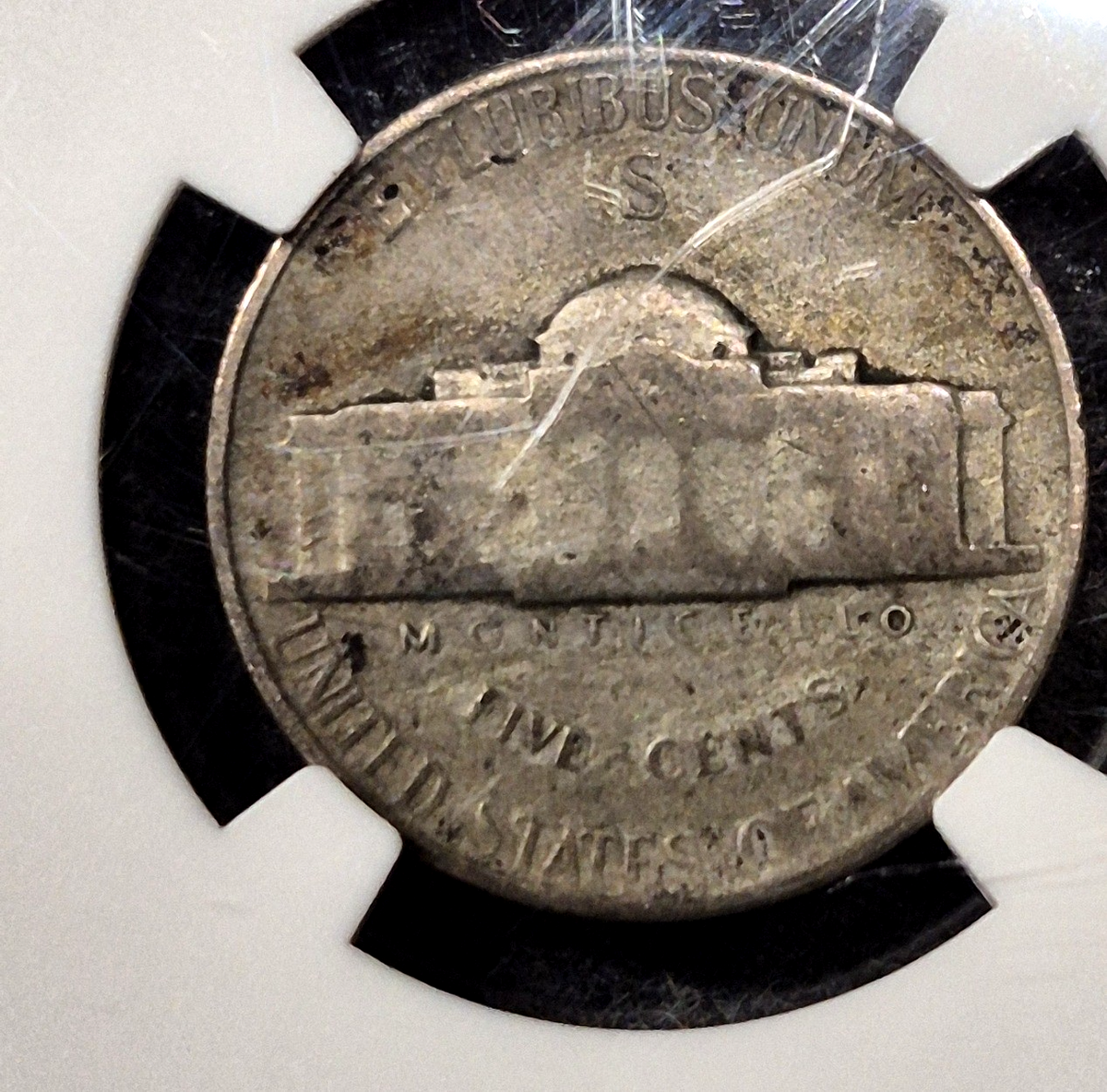 1942-1945 S Jefferson War Nickel 5C NGC Genuine World War II Label 35% Silver