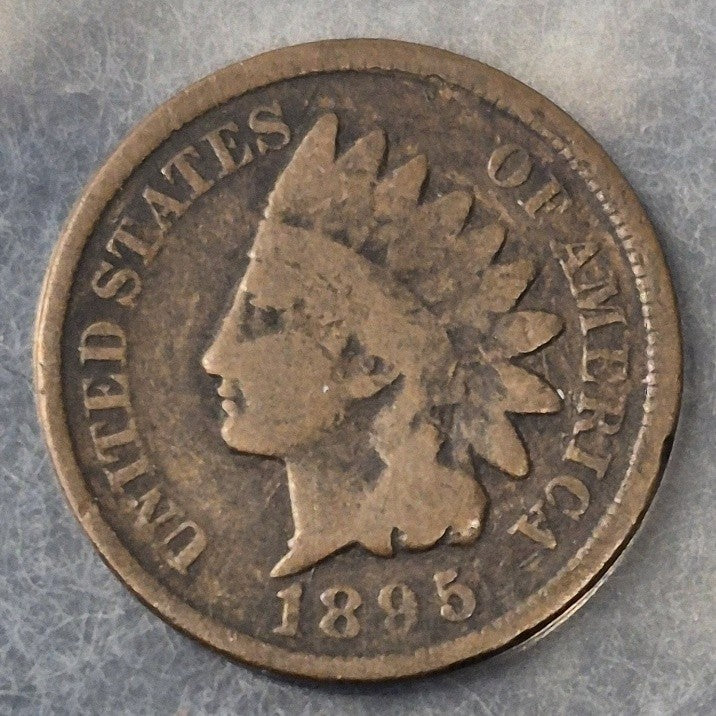 1895 Indian Head Cent Penny 1C Good Full Rims Bold Date Bronze 19th Century