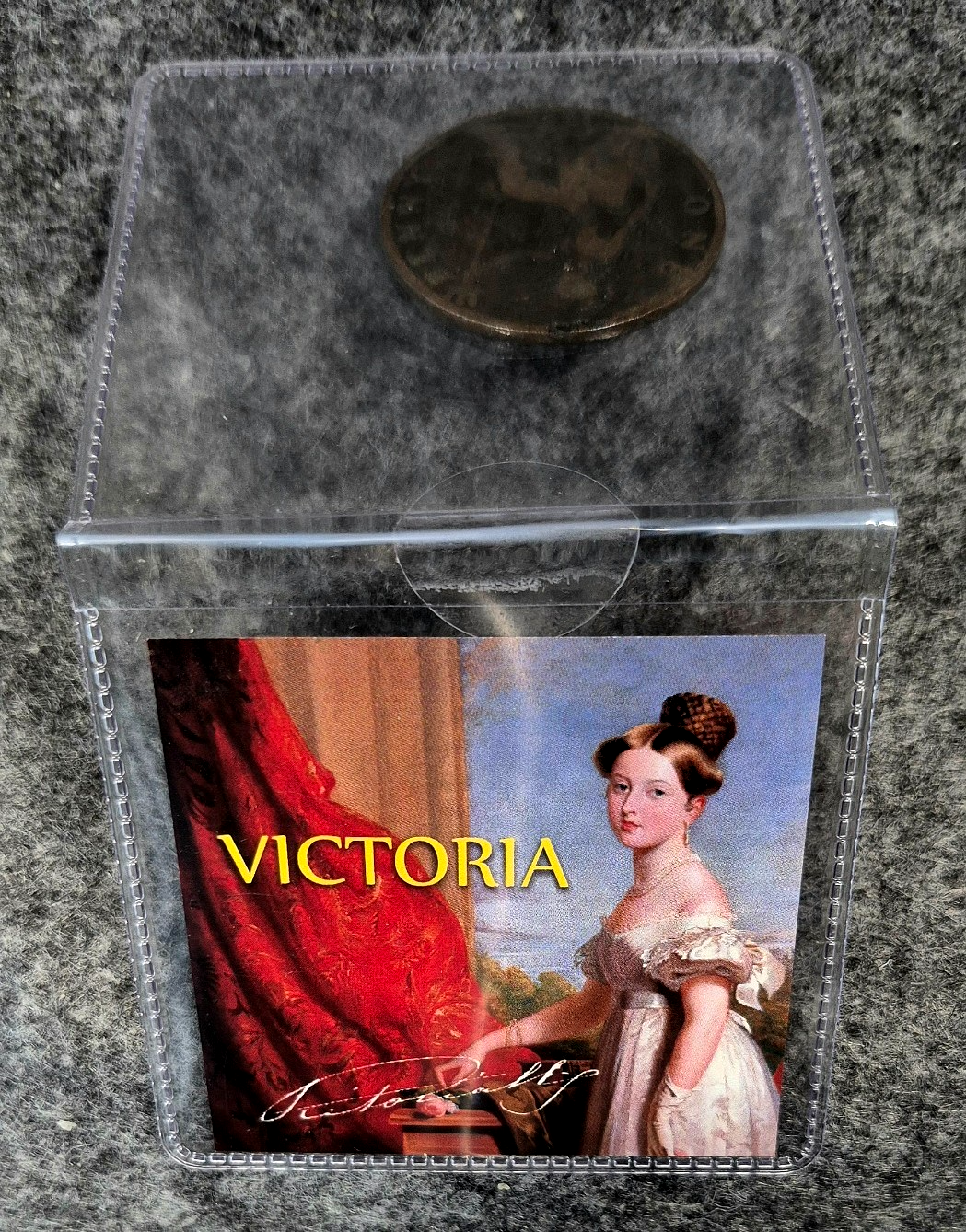 Queen Victoria 1896 England Bronze One Penny Coin Uncertified with Story Card