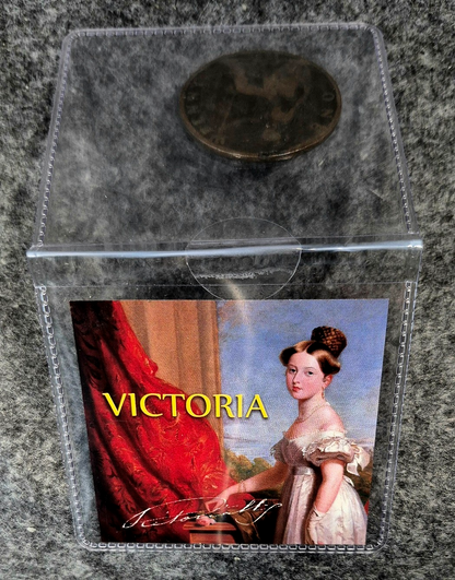 Queen Victoria 1896 England Bronze One Penny Coin Uncertified with Story Card