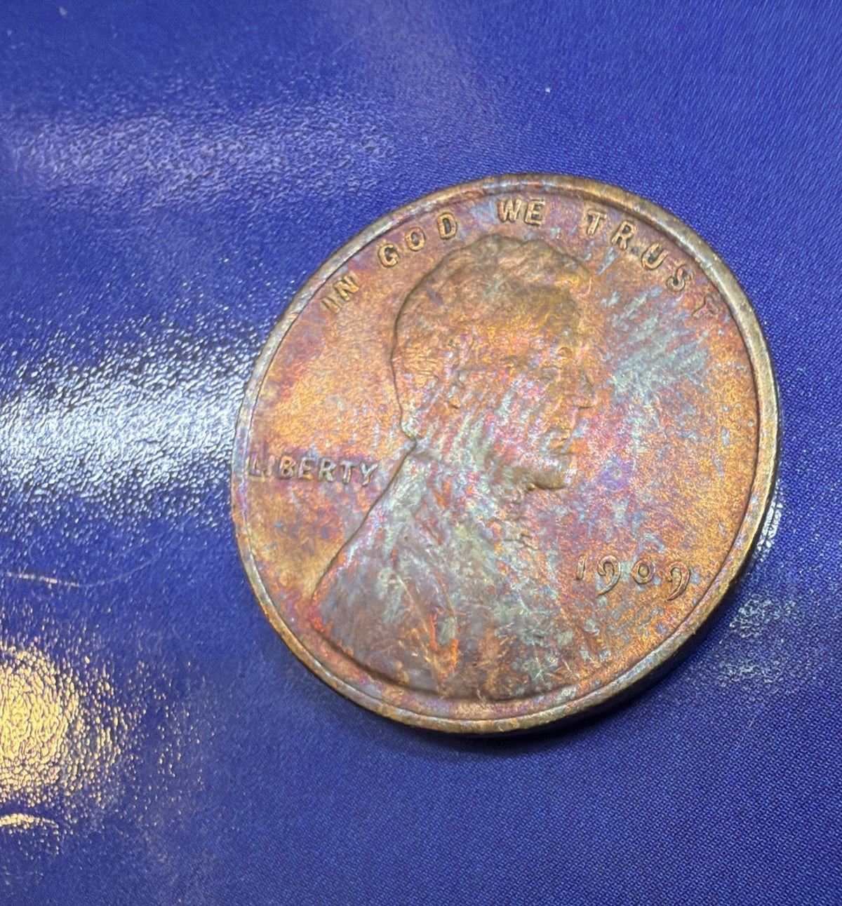 1909 Lincoln Wheat Cent 1C AU Rainbow Toned Brown Penny Philadelphia US Coin