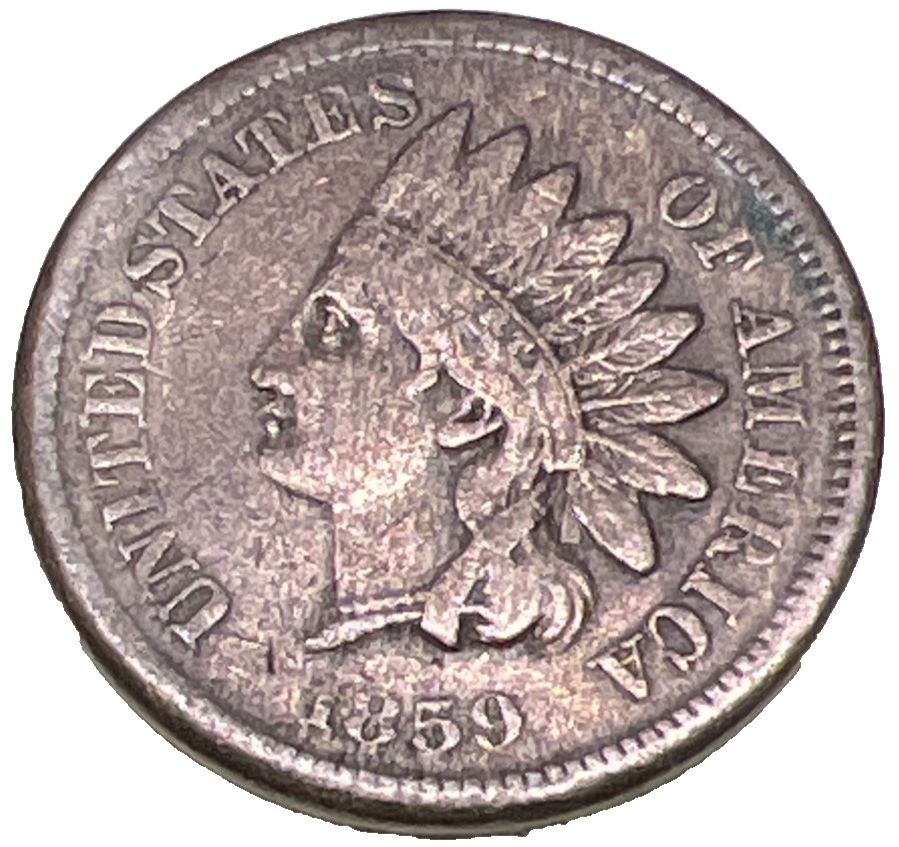 1859 1C Indian Head Cent Highly Collectable First Year Choice  F-VF  Features