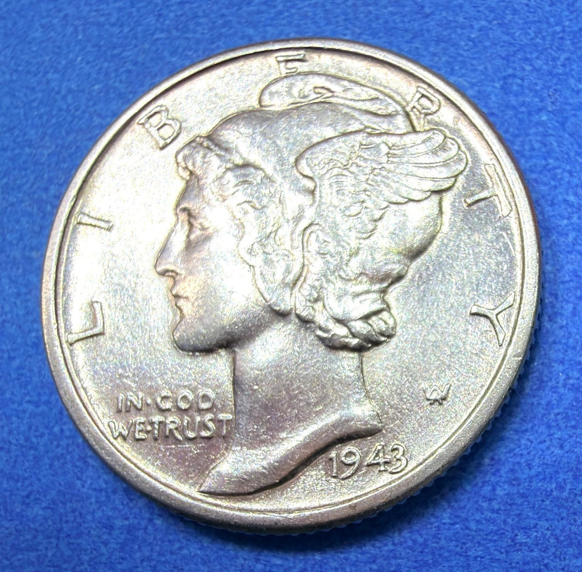 1943-D Mercury Dime 90% Silver AU Strong Luster Denver WWII Winged Liberty 10c