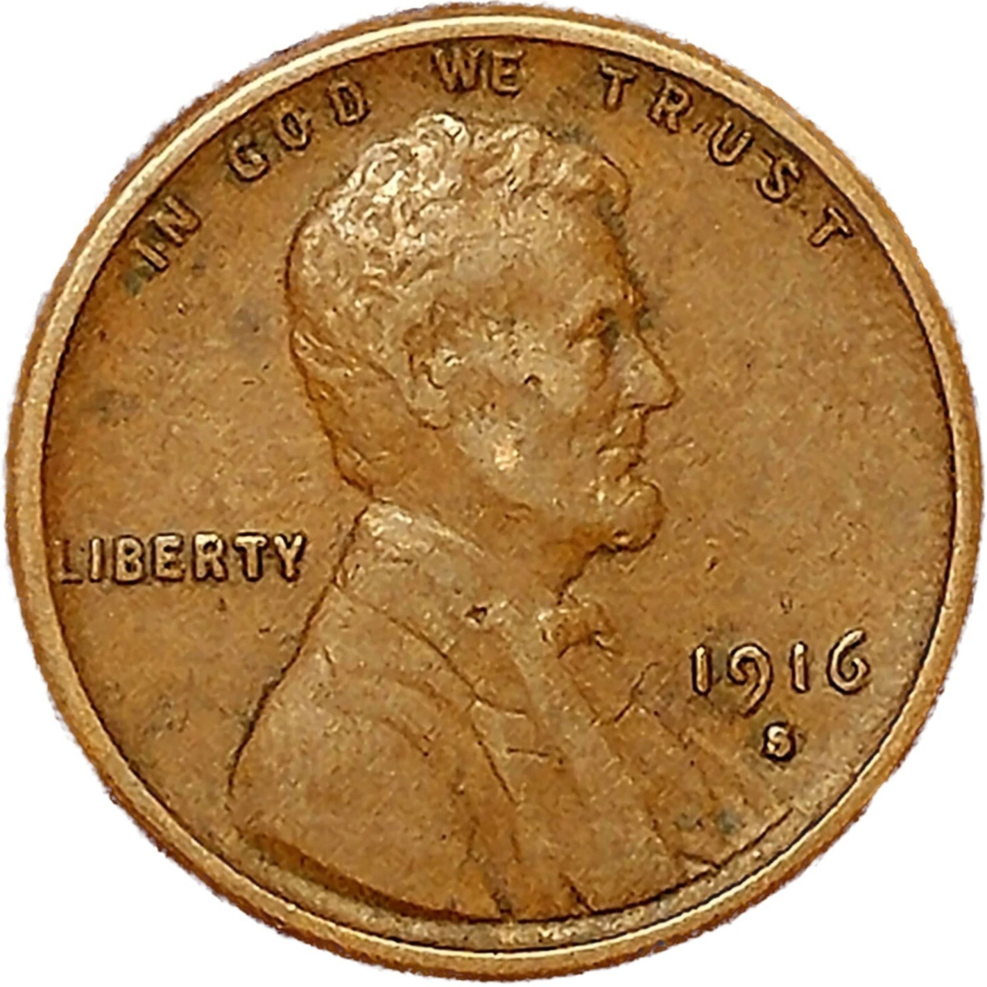 1916 S Lincoln Wheat Cent FINE - VERY FINE Condition Circulated Copper 1c Penny
