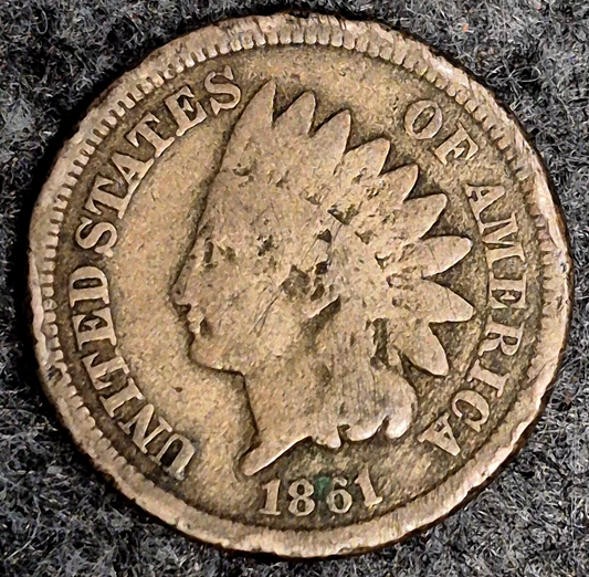 1861 Indian Head Cent Good Features  Type II Chunky Oak Wreath Coin Shown