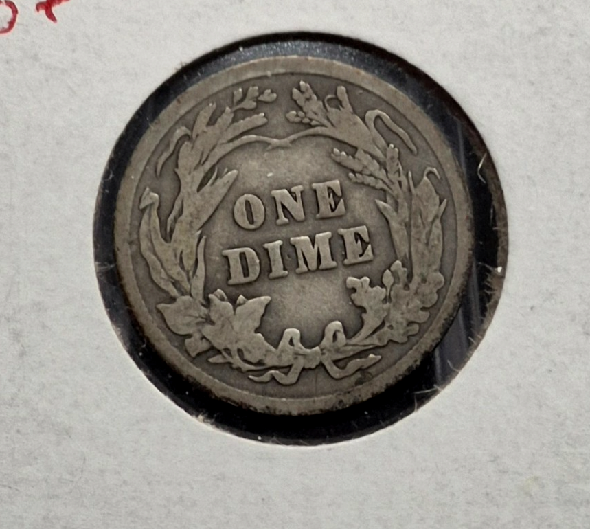 1914 P Barber Dime 90% Silver, Better VG -F Features Vintage Flip