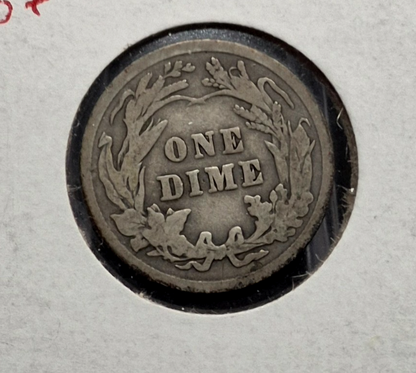 1914 P Barber Dime 90% Silver, Better VG -F Features Vintage Flip
