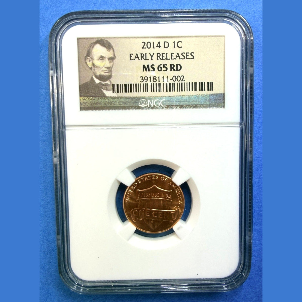 2014-D Lincoln Shield Cent NGC MS65 RD Early Releases Lincoln Portrait Label - photo 1