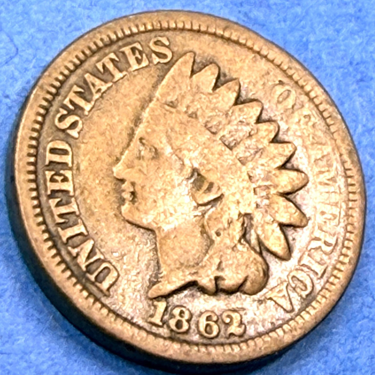 1862 Indian Head Cent Penny 1C VG Very Good Civil War Era Copper Nickel White
