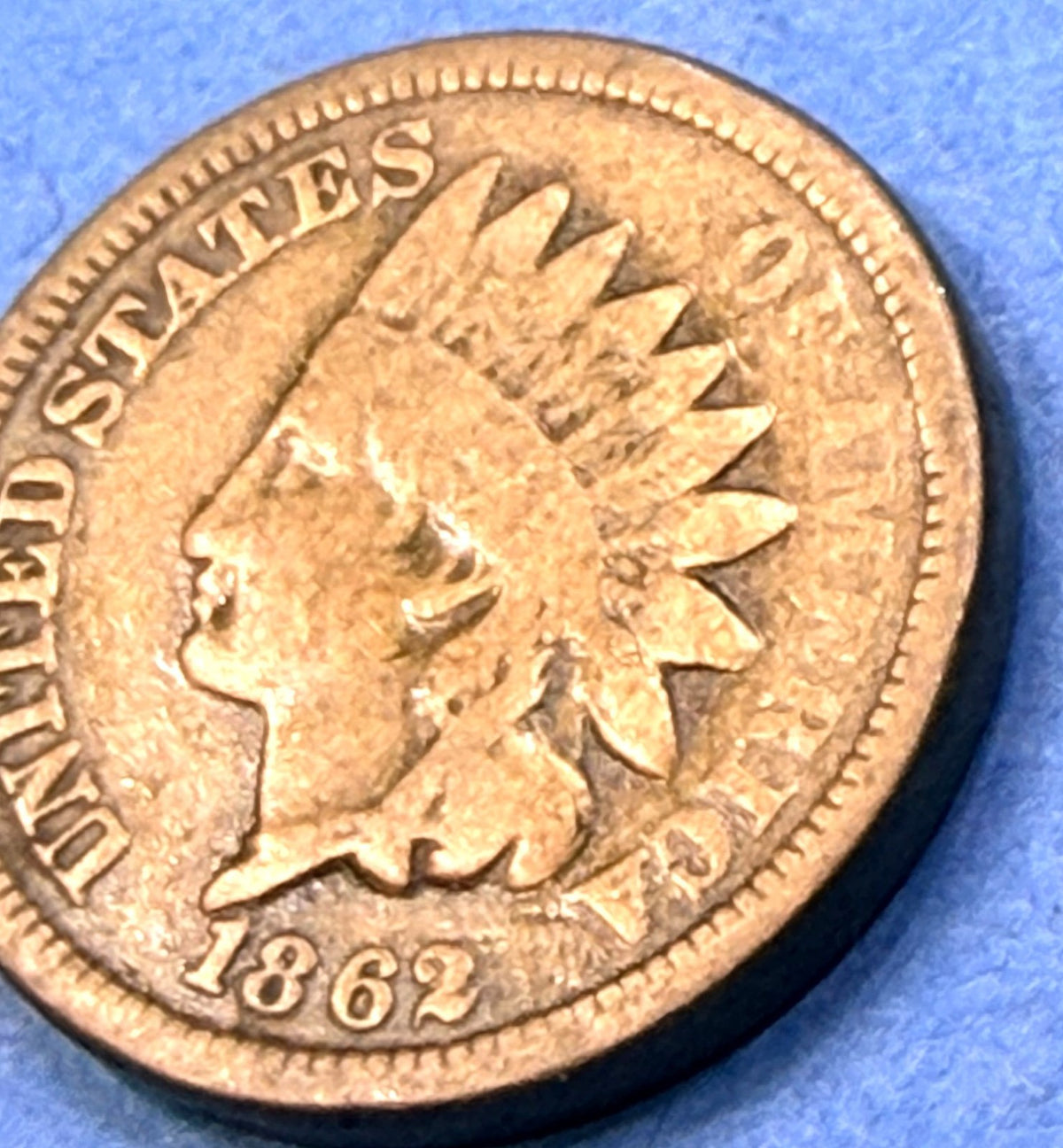 1862 Indian Head Cent Penny 1C VG Very Good Civil War Era Copper Nickel White