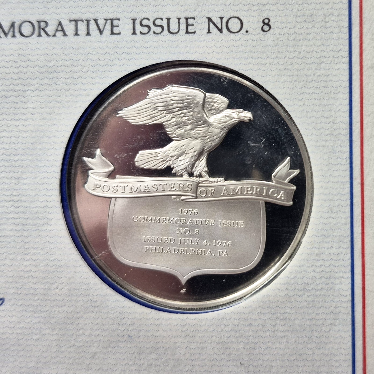 1976 Postmasters of America Declaration of Independence Sterling Proof Medal FDC