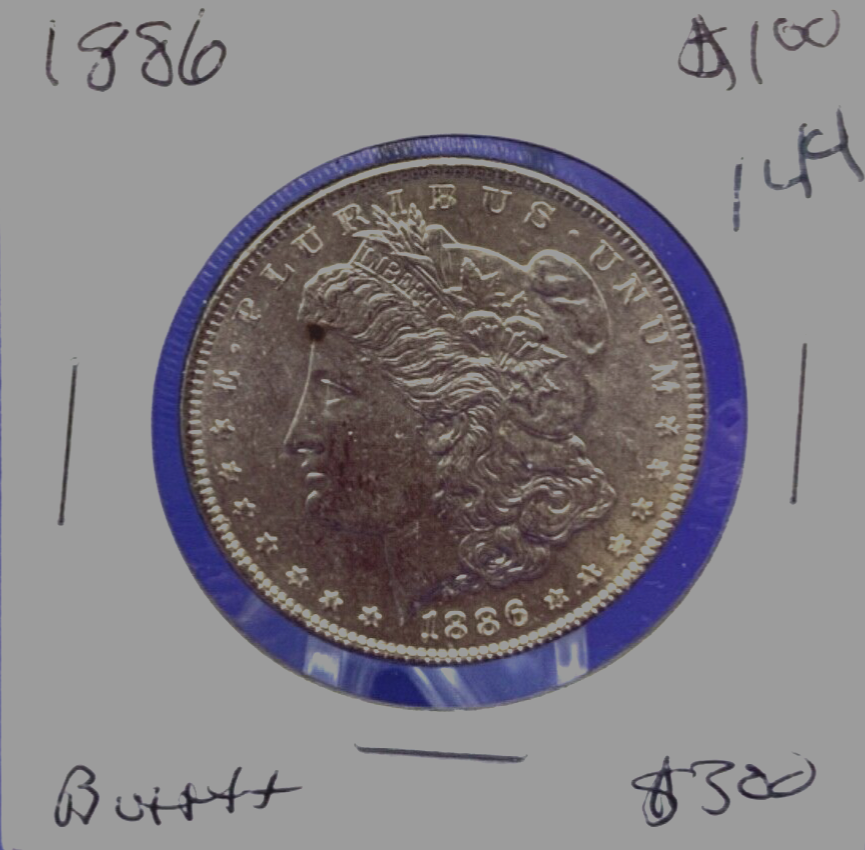 1886 Morgan 90% Silver Dollar BU Gem Shiny, Bright, Well Struck Coin