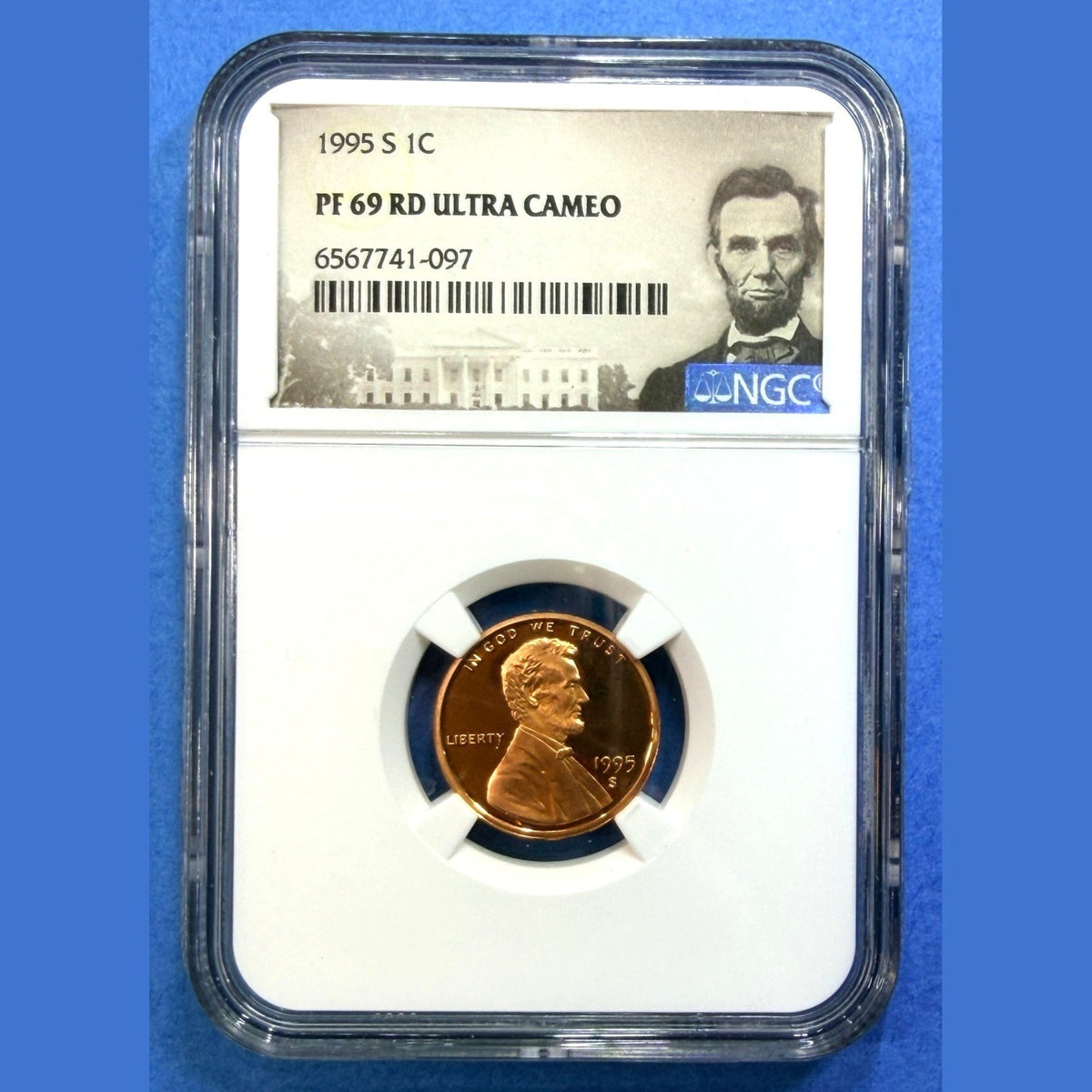1995-S Lincoln Cent Proof NGC PF69 RD Ultra Cameo Lincoln White House Label - photo 1