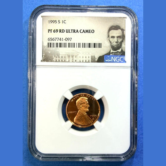 1995-S Lincoln Cent Proof NGC PF69 RD Ultra Cameo Lincoln White House Label - photo 1