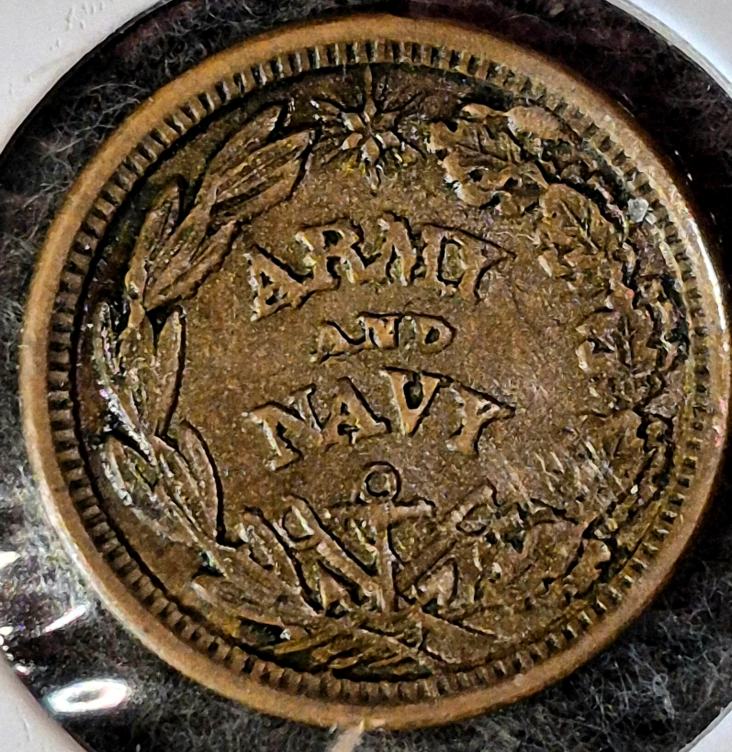 1863 Old Antique AU Civil War Token Army & Navy /It Must And Shall Be Preserved