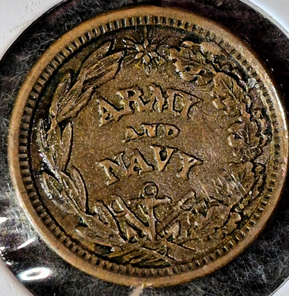 1863 Old Antique AU Civil War Token Army & Navy /It Must And Shall Be Preserved