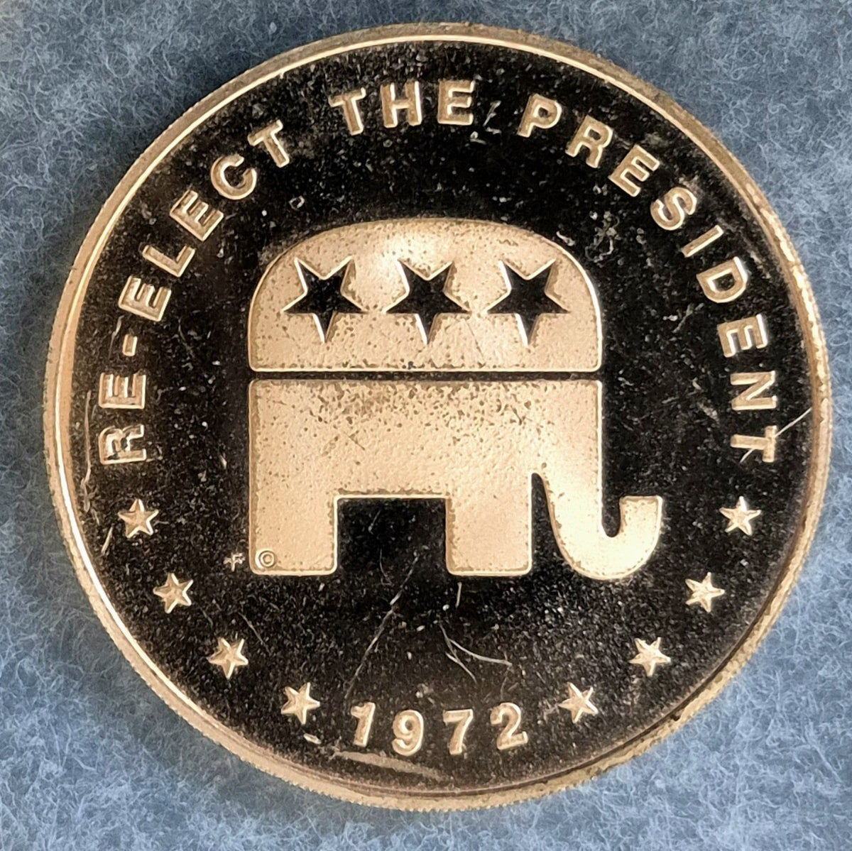 1972 Richard Nixon Re-Elect The President Bronze Medal Franklin Mint Proof-Like