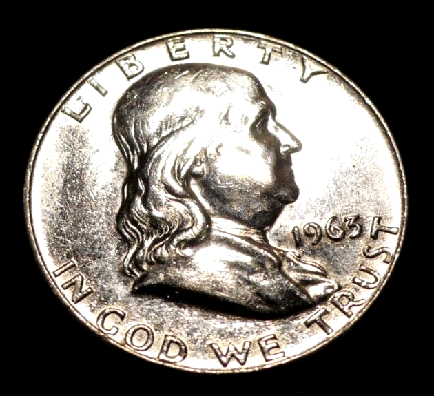 1963 D Ben Franklin 90% Silver Half Dollar Proof Like Mirror Shine Uncirculated