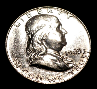 1963 D Ben Franklin 90% Silver Half Dollar Proof Like Mirror Shine Uncirculated