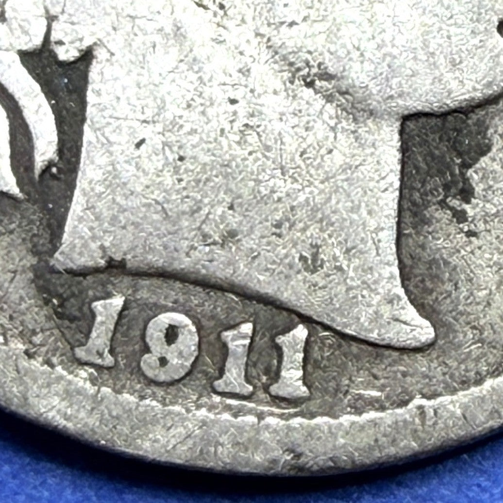 1911 Barber Dime 10C G Good 90% Silver Philadelphia Liberty Head Antique US Coin