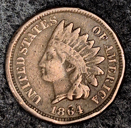 (2) 1864 Indian Head Cents Both XF Features (1) Type II (1) Type III Coins Shown
