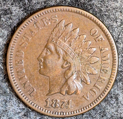 Lot (3) 1874 Indian Head Cents Different Tones Matching VF Features Coins Shown