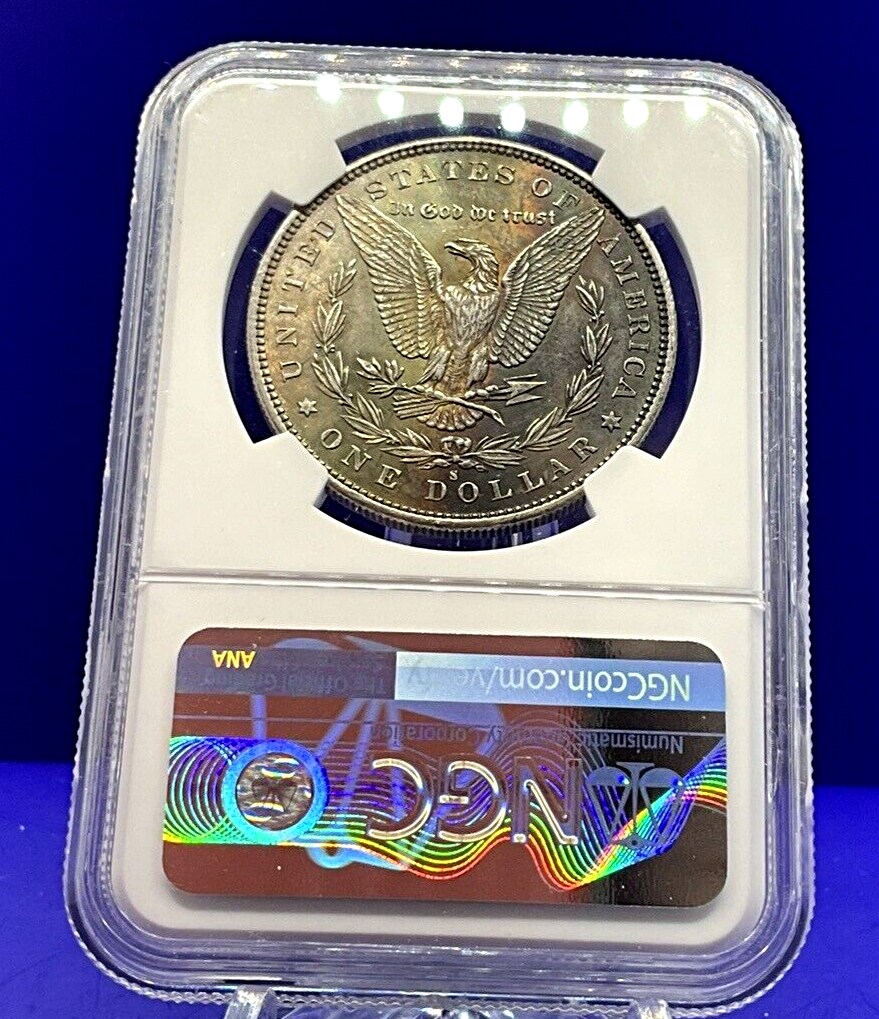 🌈 1880-S Morgan Dollar MS61 NGC Lilac Purple Salmon Toning MONSTER Eye Appeal👀